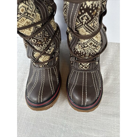 Pajar 63 Canada Weathergear Fair Isle Shearling Lined Lace Up Grip Boots 7-7.5 - Picture 4 of 16